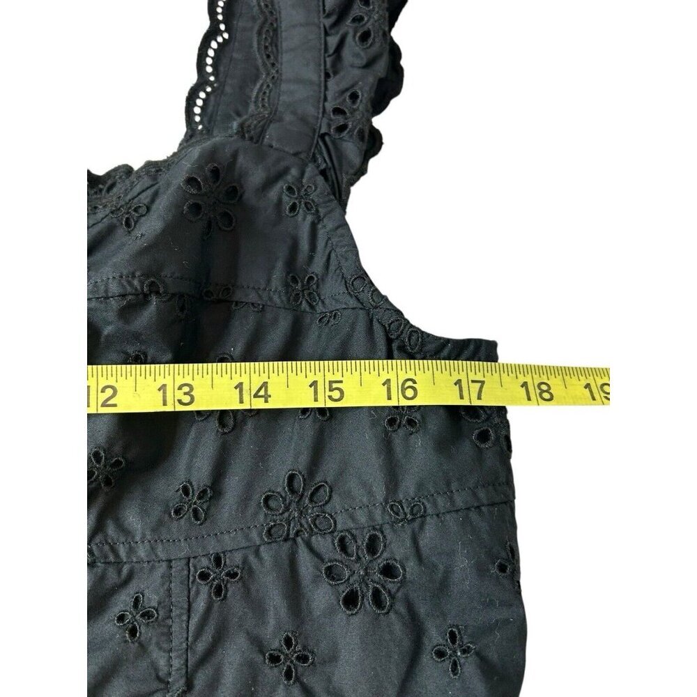 Gap Eyelet Flutter Sleeve Tank Top Women’s Sz L Black Buttons Cottagecore - Picture 5 of 7